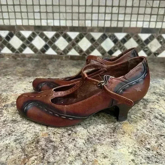 Pikolinos Women’s Size 37 Cuba T-Strap Mary Jane Pumps Heels Brown Leather - Picture 1 of 9